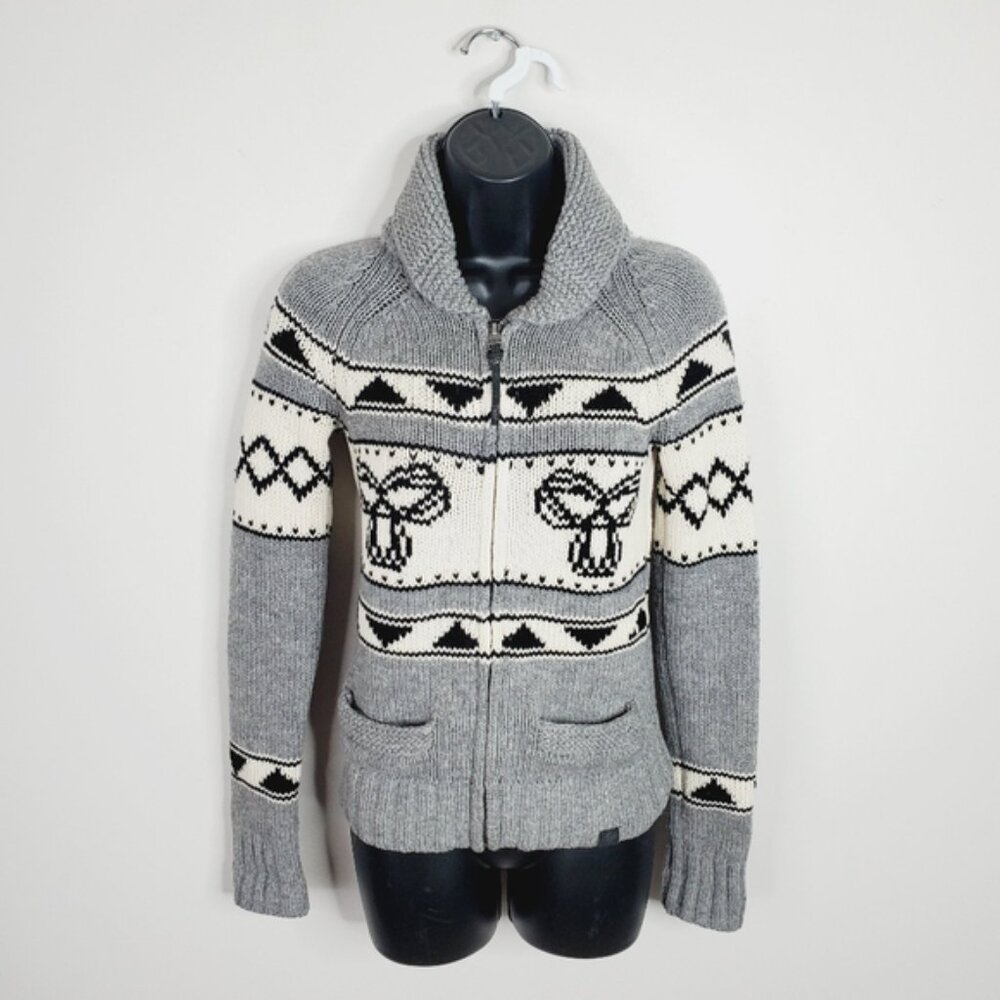 TNA Sea to Sky Lambswool Cowichan Southwestern Megan Fox Zip Sweater XS